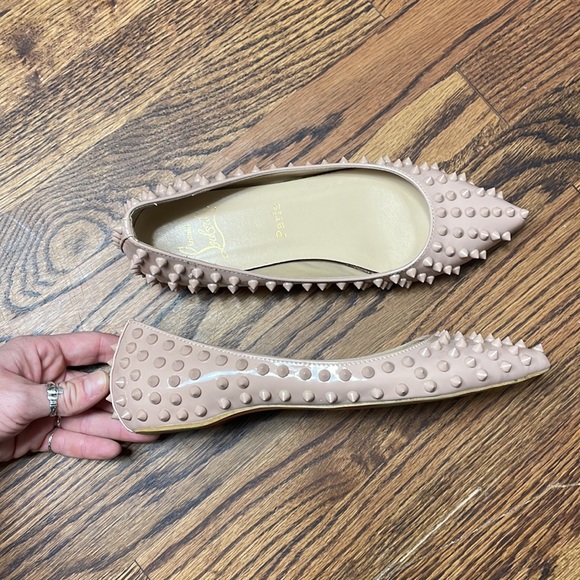 Christian Louboutin Pigalle Spikes Flat Nude Sz 7 - Picture 6 of 11
